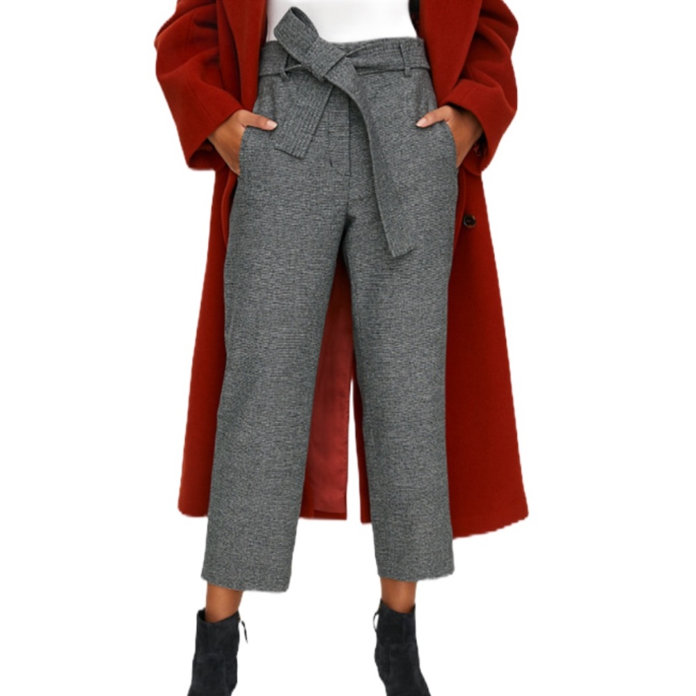 Aritzia Wilfred New Tie-Front Wool Pant Grey Tweed